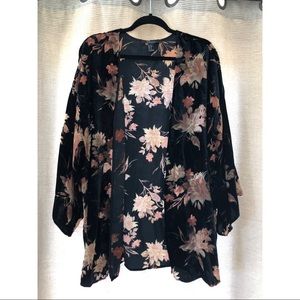 Crushed velvet burnout fall kimono